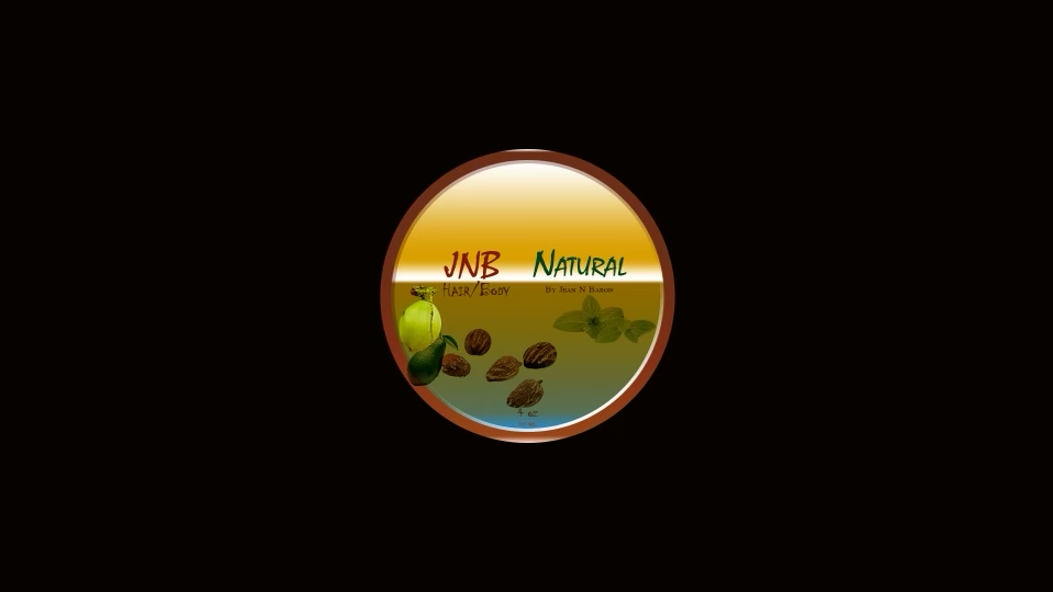 Digital circle label titled 'JNB Natural - Hair and Body'.