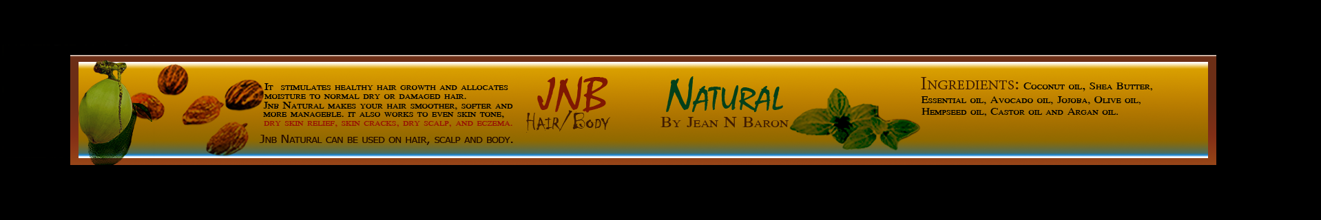 Digital label titled 'JNB Natural - Hair and Body'.